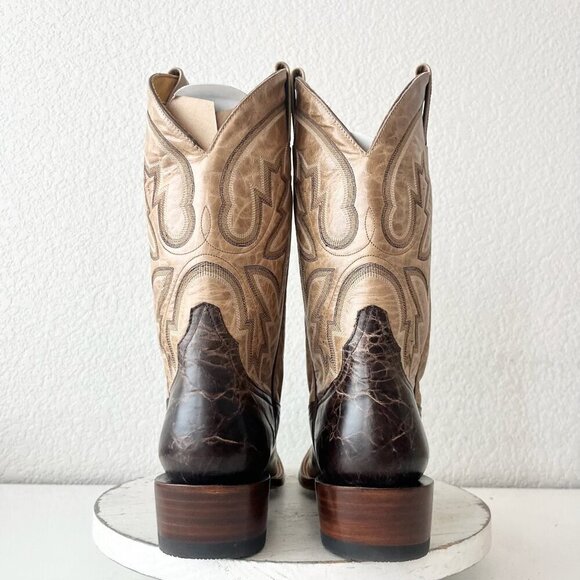 Rod Patrick Mens Cowboy Boots 9.5AA Antique Mocha Bison Brown Western Blunt Toe - Picture 3 of 12